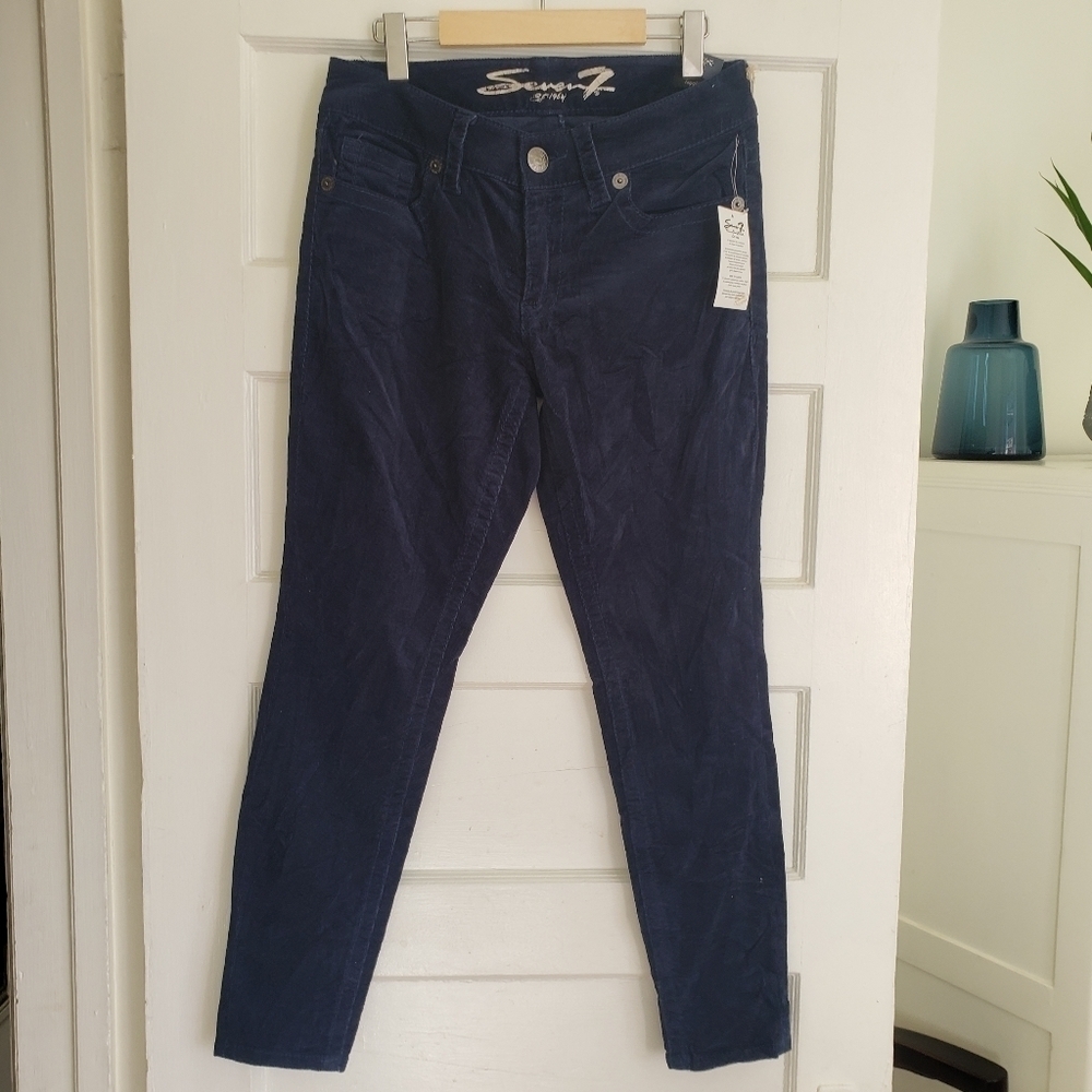 Seven 7 Navy Velvety Corduroy Legging pants Jeans Style Blue Size 10